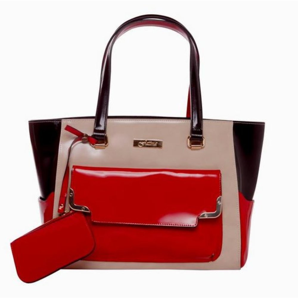 Mory Double Colors Italian Leather Office Hand Bag